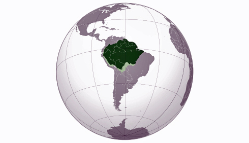 Globe showing the Amazon Rainforest location